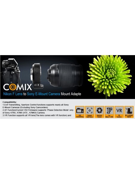 Commlite CM-ENF-E1 Commlite Electronic AF lens mount adapter from Nikon F lens to E-mount camera