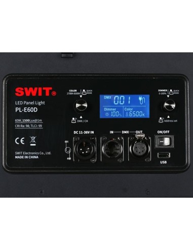 Swit PL-E60D DMX Bi-Colour Portable SMD Panel LED Light - 60W With V- Mount Battery Plate