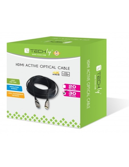 Techly Cavo HDMI 2.0 4K Ultra HD Attivo in Fibra Ottica HDMI A/A M/M 30m