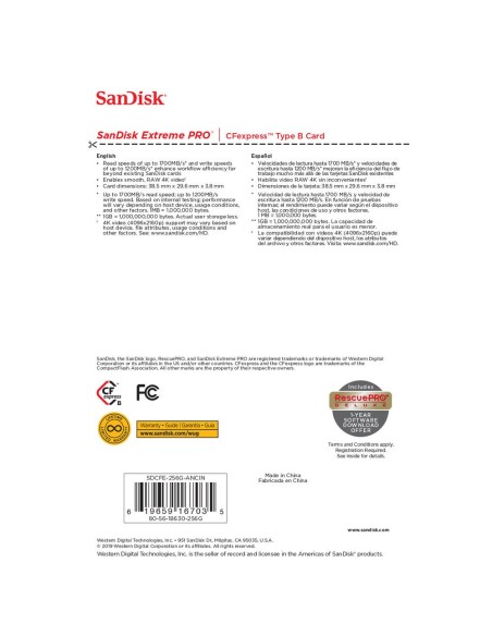 SanDisk 256GB Extreme PRO CFexpress Card Type B