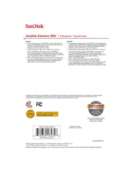 SanDisk 512GB Extreme PRO CFexpress Card Type B SanDisk 512GB Extreme PRO CFexpress Card Type B