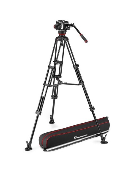 Manfrotto 504X Fluid Video Head & MVTTWINMA Aluminum Tripod with Mid-Level Spreader