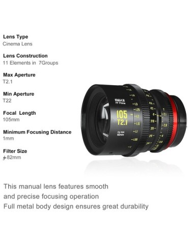 Meike Obiettivo Cine Full Frame MK-105MM T2.1...