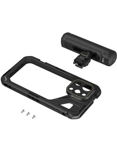 SmallRig 4393 Mobile Video Cage Kit with Single Handle for iPhone 15 Pro Max