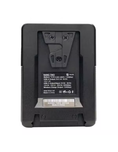 Fxlion Batteria V-Lock Li-Ion 14,4V 6,8Ah 98Wh / 10A (Max), Uscita Ricarica Wireless 15W (Max)