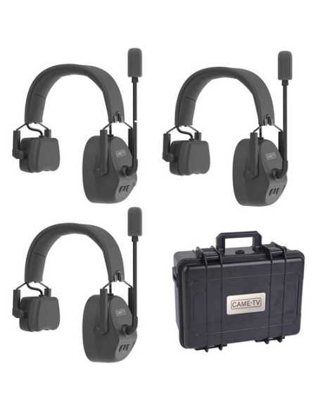 CAME-TV KUMINIK8 Duplex Digital Wireless Headset Distance up to 1500ft (450 Meters) with Hardcase - Single Ear 3 Pack