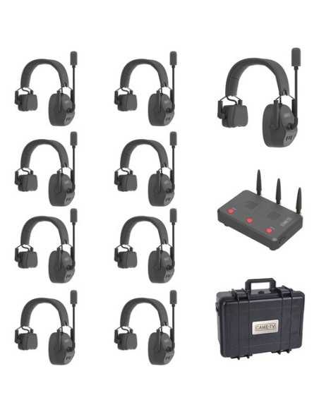 CAME-TV KUMINIK8 Duplex Digital Wireless Headset Distance up to 1500ft (450 Meters) with Hardcase - Single Ear 9 Pack