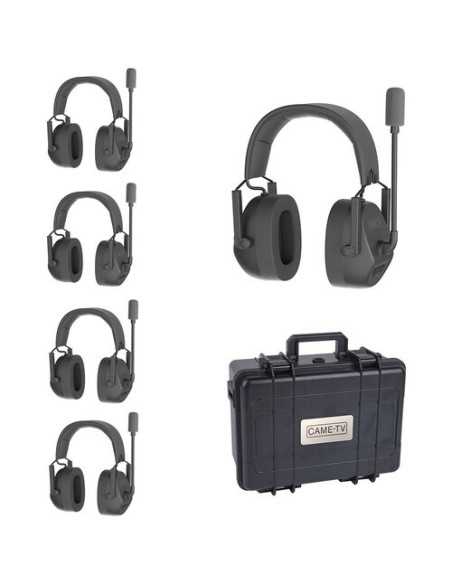 CAME-TV KUMINIK8 Duplex Digital Wireless Intercom Headset Distance up to 1500ft (450 Meters) with Hardcase - Dual Ear 5 Pack