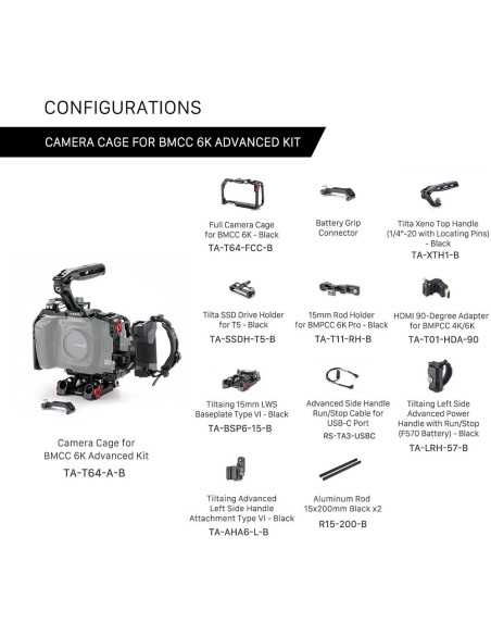 Tilta Advanced Camera Cage Kit per BMCC 6K (Black)