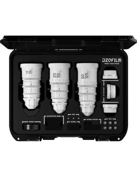 DZOFilm PICTOR ZOOM 3x Lens Bundle 12-25/20-55/50-125mm T2.9 PL | EF - White