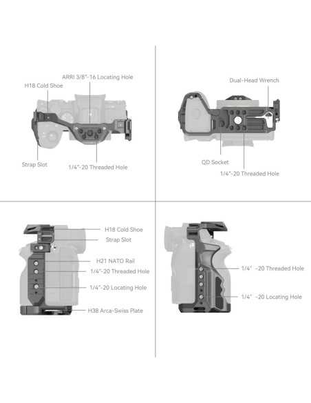 Smallrig HawkLock Quick Release Cage for Sony Alpha 7R V / Alpha 7 IV / Alpha 7S III / Alpha 1 / Alpha 7R IV