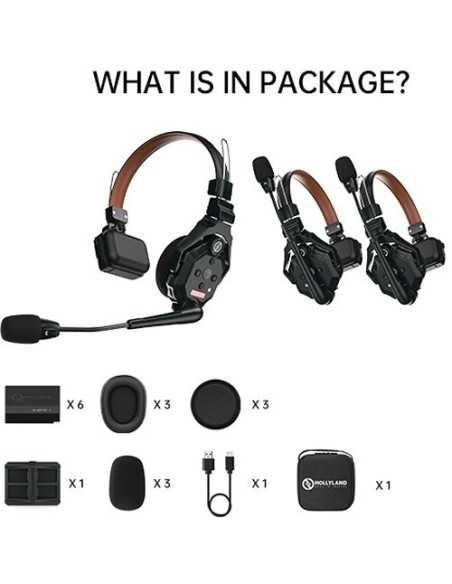 Hollyland Solidcom C1 Pro-3S sistema intercom wireless full duplex ENC con 3 cuffie
