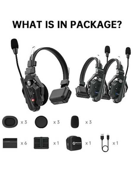 Hollyland Solidcom C1-3S sistema intercom wireless full duplex con 3 cuffie