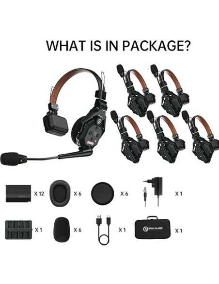 Hollyland Solidcom C1 Pro-6S sistema intercom wireless full duplex ENC con 6 cuffie