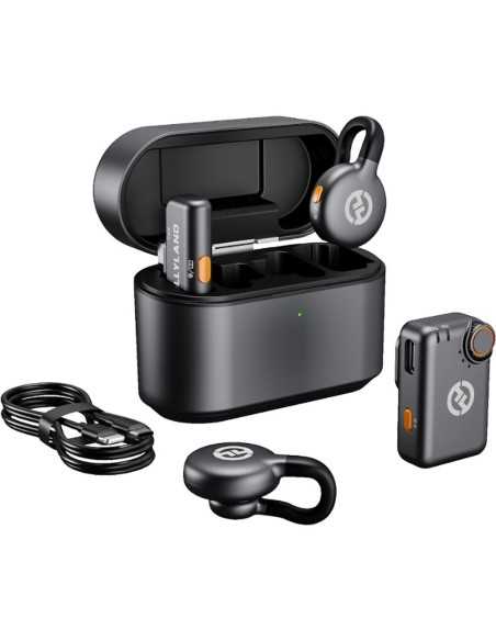 Hollyland LARK M2S Combo Sistema di microfono wireless per 2 persone per telecamere e dispositivi mobili (2,4 GHz)