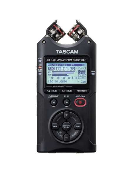 TASCAM DR-40X 4-Channel / 4-Track Portable Audio Recorder and USB Interface with Adjustable Mic