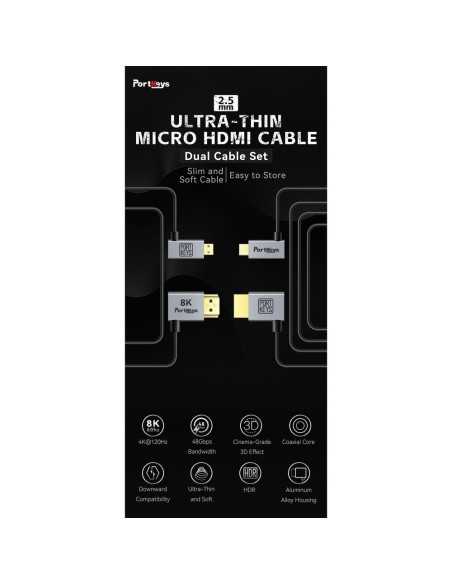 Portkeys Set cavi 8K HDMI A - Micro (30CM e 100CM)