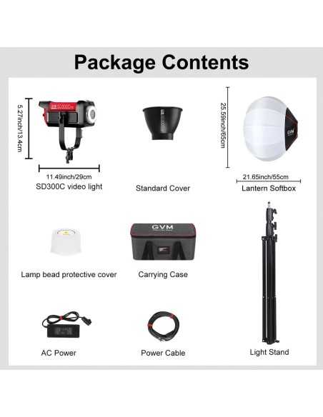 GVM Pro SD300C RGB & Bi-Color Monolight con Lantern Softbox