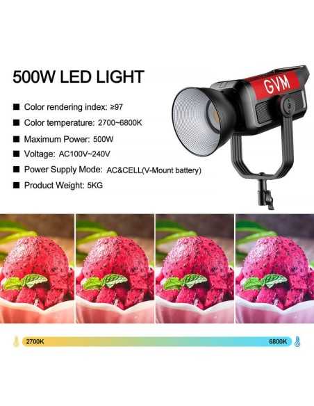 GVM Pro SD500B COB Bi-Color Video LED Monolight (V-Mount) con Lantern Softbox