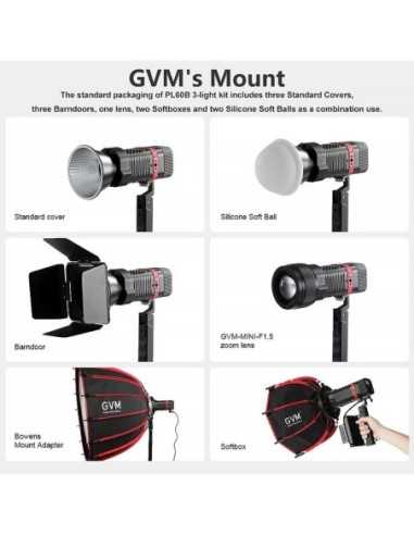 GVM 60W Bi-Color Luce Led portatile- 3 Luci