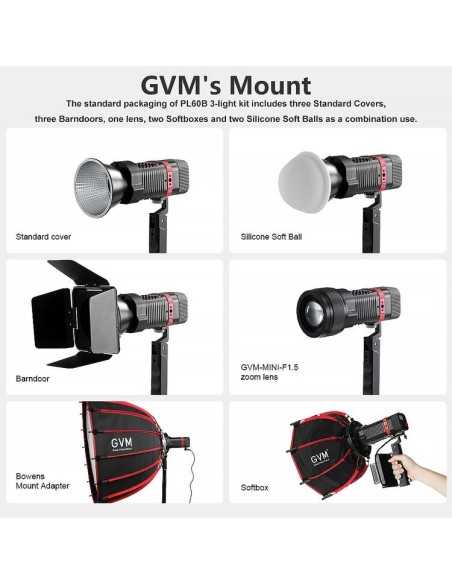 GVM 60W Bi-Color Luce Led portatile- 3 Luci