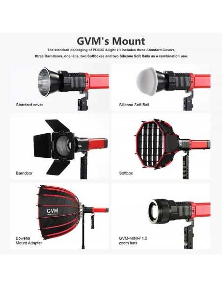 GVM 60W RGB Luce Led Portatile con batteria integrata Torcia -3 luci