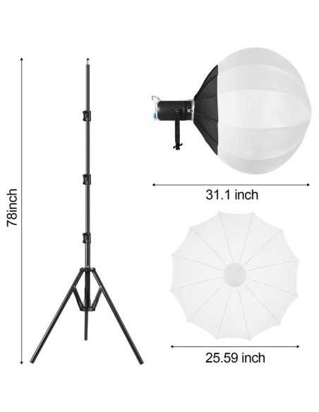 GVM 200W High Power LED Spotlight Bi-Color con Lantern Softbox
