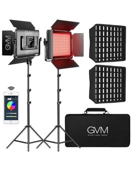 GVM Kit 2 luci 1000D RGB LED Studio Video Light Bi-Color Soft