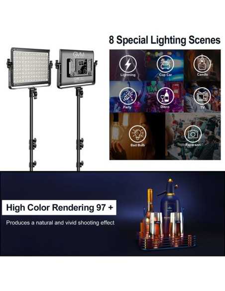 GVM Kit 2 luci 1000D RGB LED Studio Video Light Bi-Color Soft