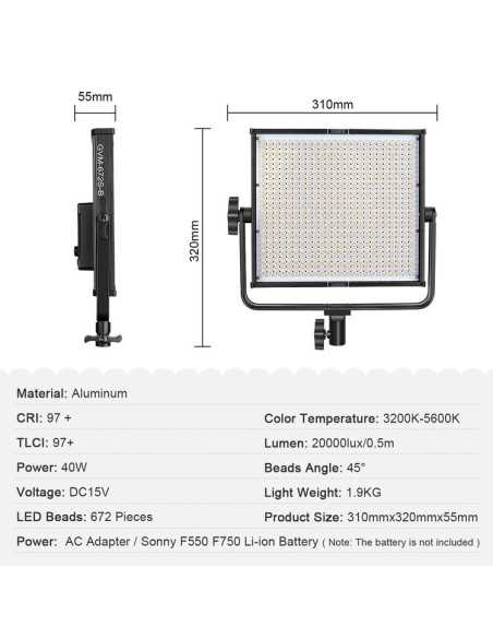 GVM 672S-B Bi-Color LED Panel Black