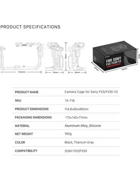 Tilta Camera Cage Basic Kit v2 for Sony FX3 & FX30