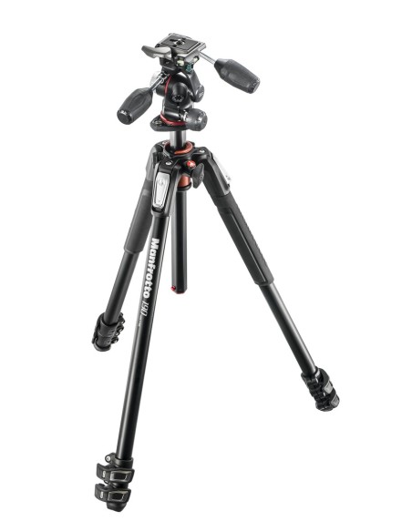 Manfrotto Kit serie 190 a 3 sezioni alluminio con testa a 3 vie Manfrotto Kit serie 190 a 3 sezioni alluminio con testa a 3 vie