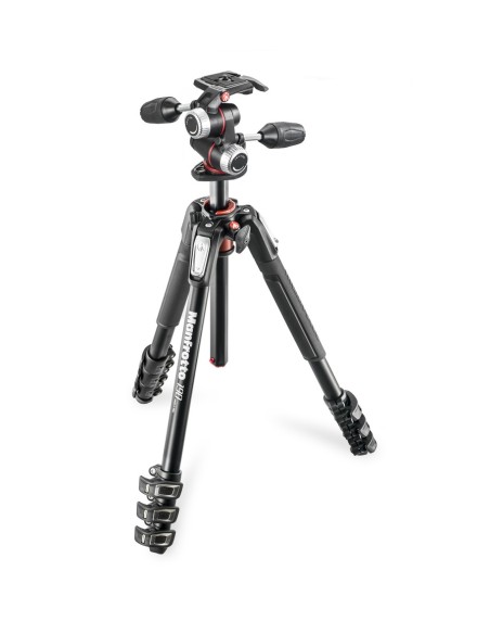 Manfrotto Kit serie 190 a 4 sezioni alluminio con testa a 3 vie Manfrotto Kit serie 190 a 4 sezioni alluminio con testa a 3 vie