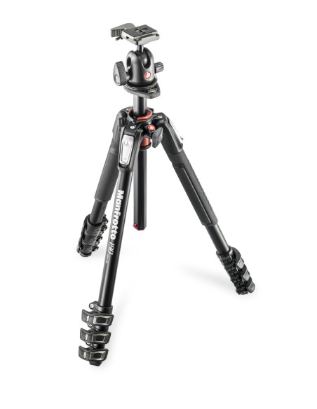 Manfrotto Kit treppiedi serie 190 con testa sfera 4 sezioni Manfrotto Kit treppiedi serie 190 con testa sfera 4 sezioni