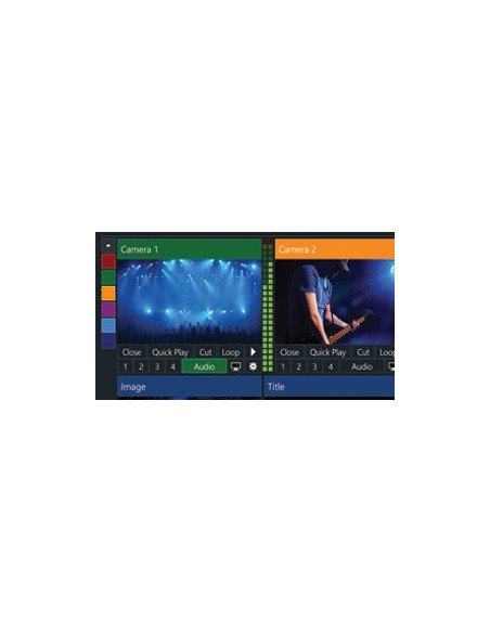 vMix 4K software (1000 inputs, 1920x1080 resolution, recording, streaming, fullscreen output, external output, video list, vMix 
