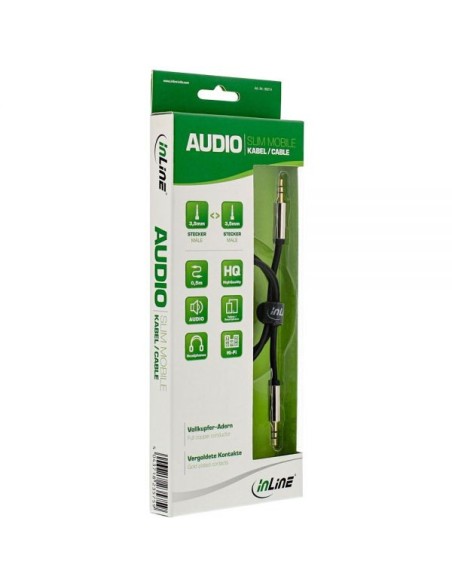 Cavo audio Slim da spina Jack 3,5mm a spina Jack 3,5mm, Stereo, dorato, nero, 0,5m