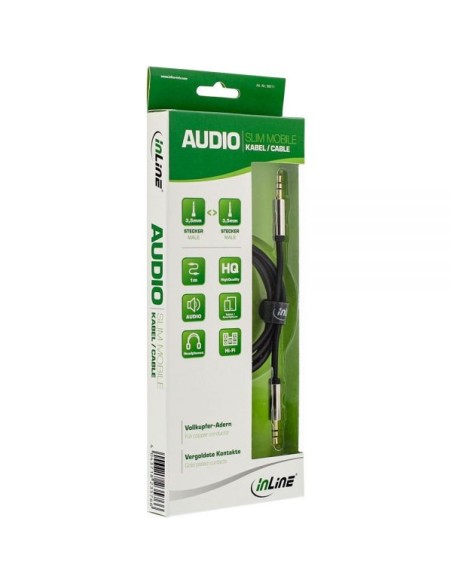Cavo audio Slim da spina Jack 3,5mm a spina Jack 3,5mm, Stereo, dorato, nero, 1m
