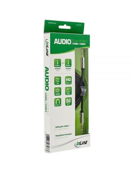 Cavo audio Slim da spina Jack 3,5mm a spina Jack 3,5mm, Stereo, dorato, nero, 2m