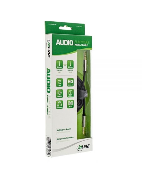 Cavo audio Slim da spina Jack 3,5mm a spina Jack 3,5mm, Stereo, dorato, nero, 3m