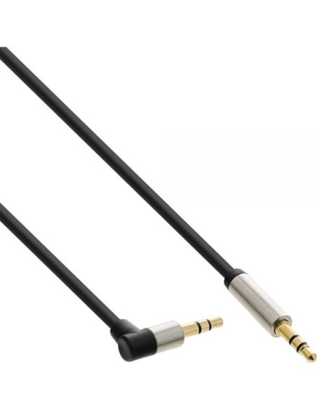 Cavo audio Slim da spina Jack 3,5mm a spina Jack 3,5mm, angolato, Stereo, dorato, nero, 5m