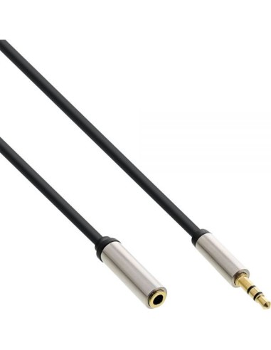 Cavo audio Slim prolunga da spina Jack 3,5mm a presa Jack 3,5mm, Stereo, dorato, nero, 0,5m
